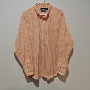 Ralph Lauren Blue Label Vintage Button Down Two Ply Cotton Size Large Orange